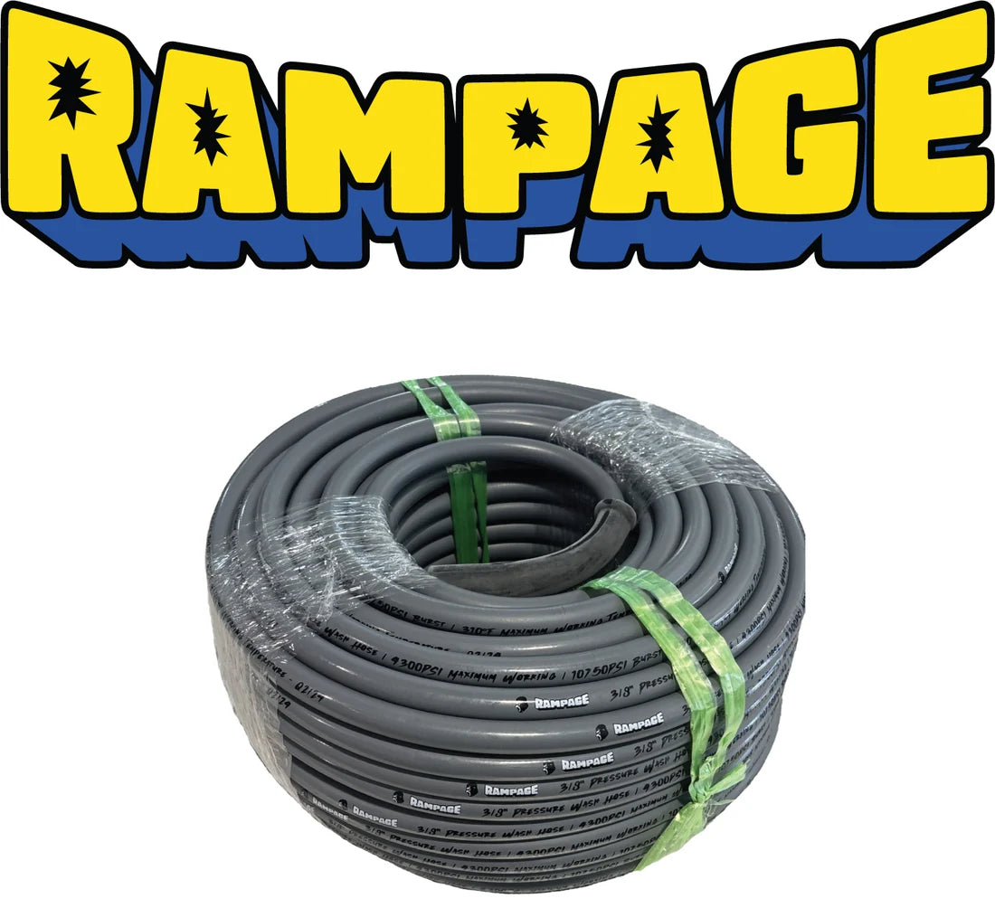 RAMPAGE 100' Smooth Gray 3/8" Single Wire 4300 PSI High Pressure Hose